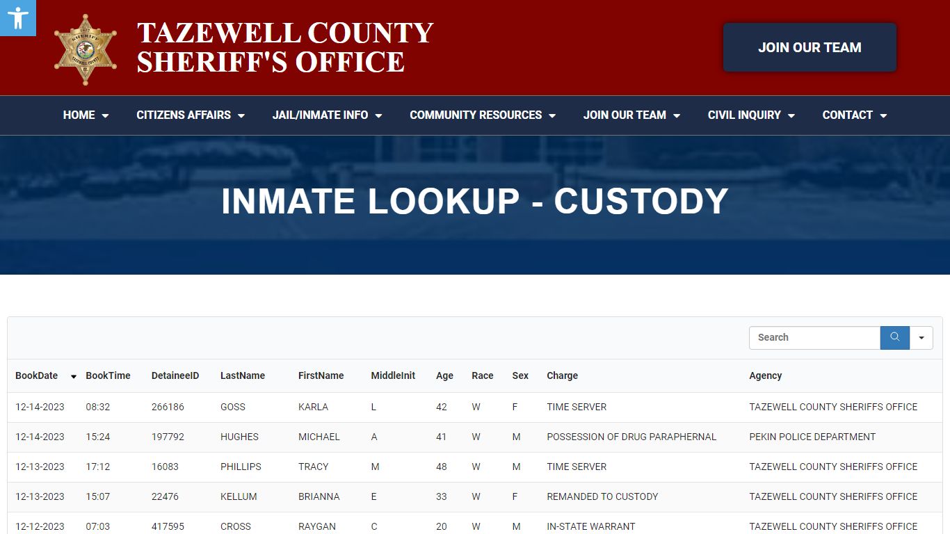 Inmate Lookup - C - Tazewell County Sheriff